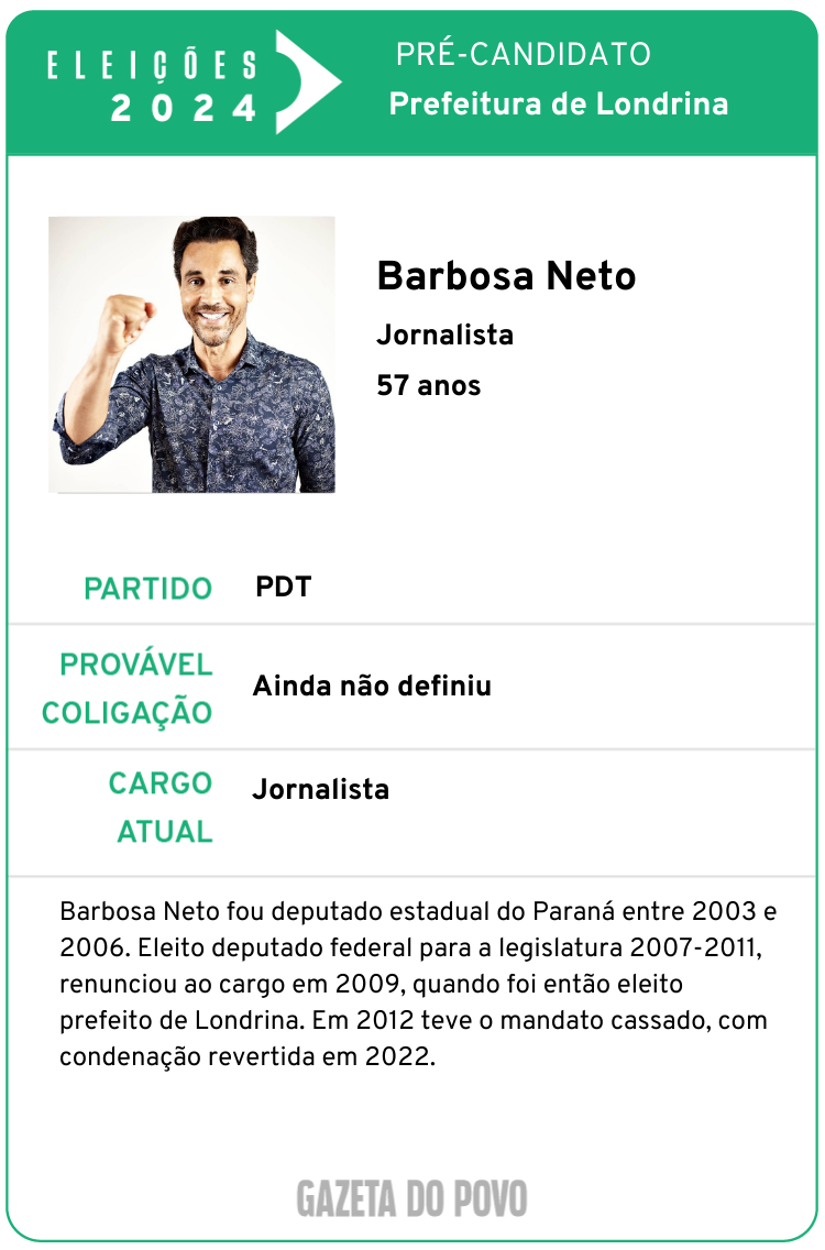 Barbosa Neto (PDT) é pré-candidato à prefeitura em Londrina