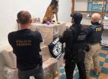 Caminhoneiro fica nervoso durante abordagem e cão farejador encontra quase 1 tonelada de maconha no Paraná
