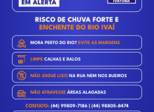 Defesa Civil de Ivatuba alerta para risco de enchente e orienta moradores próximos ao Rio Ivaí